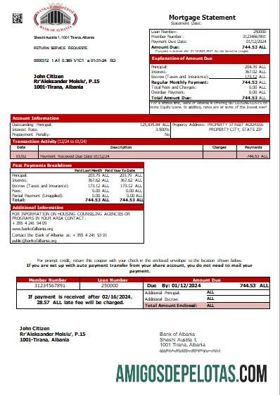 Extrato de hipoteca do banco Andorra Andbank Scr exemplo real